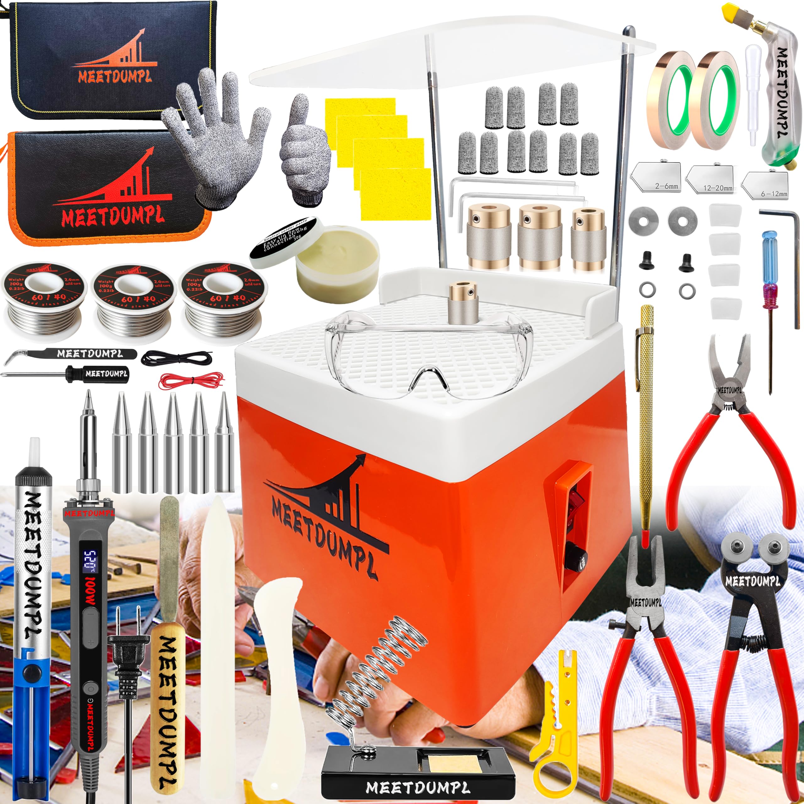 Kit de vidrieras, kits de vidrieras para adultos, molinillo de vidrio, molinillo de vidrieras, broca de diamante de 5/8 pulgadas + 1 pulgada, kit de soldador de 80 W, kit de herramientas de