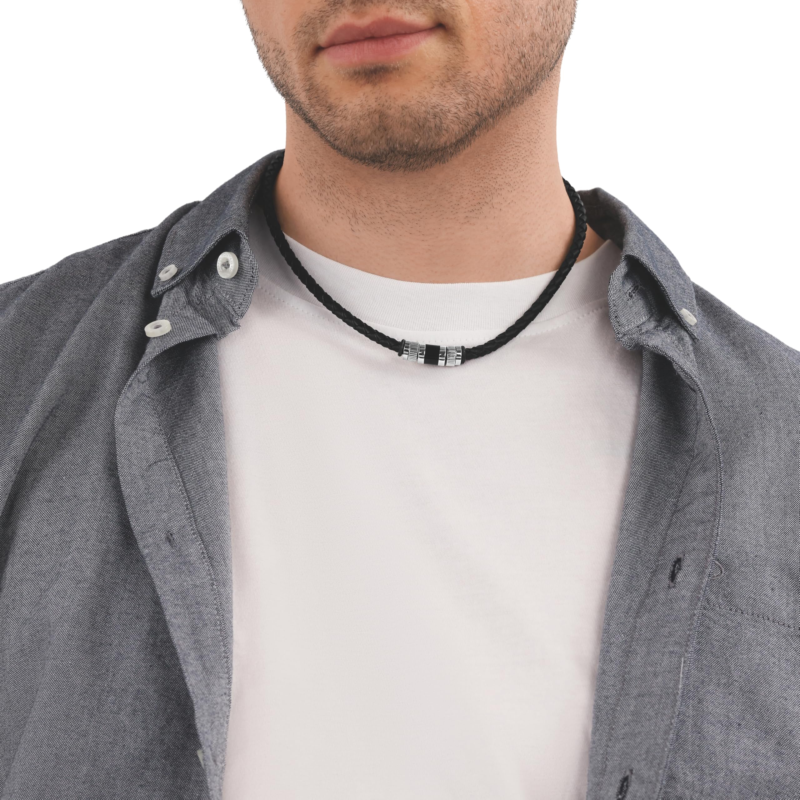 Tom Tailor Kette mit Anhänger für Herren, Edelstahl und Kautschuk und Leder, 47+5 cm, braun, Geschenkidee, Halsschmuck, Herrenschmuck, 2100702