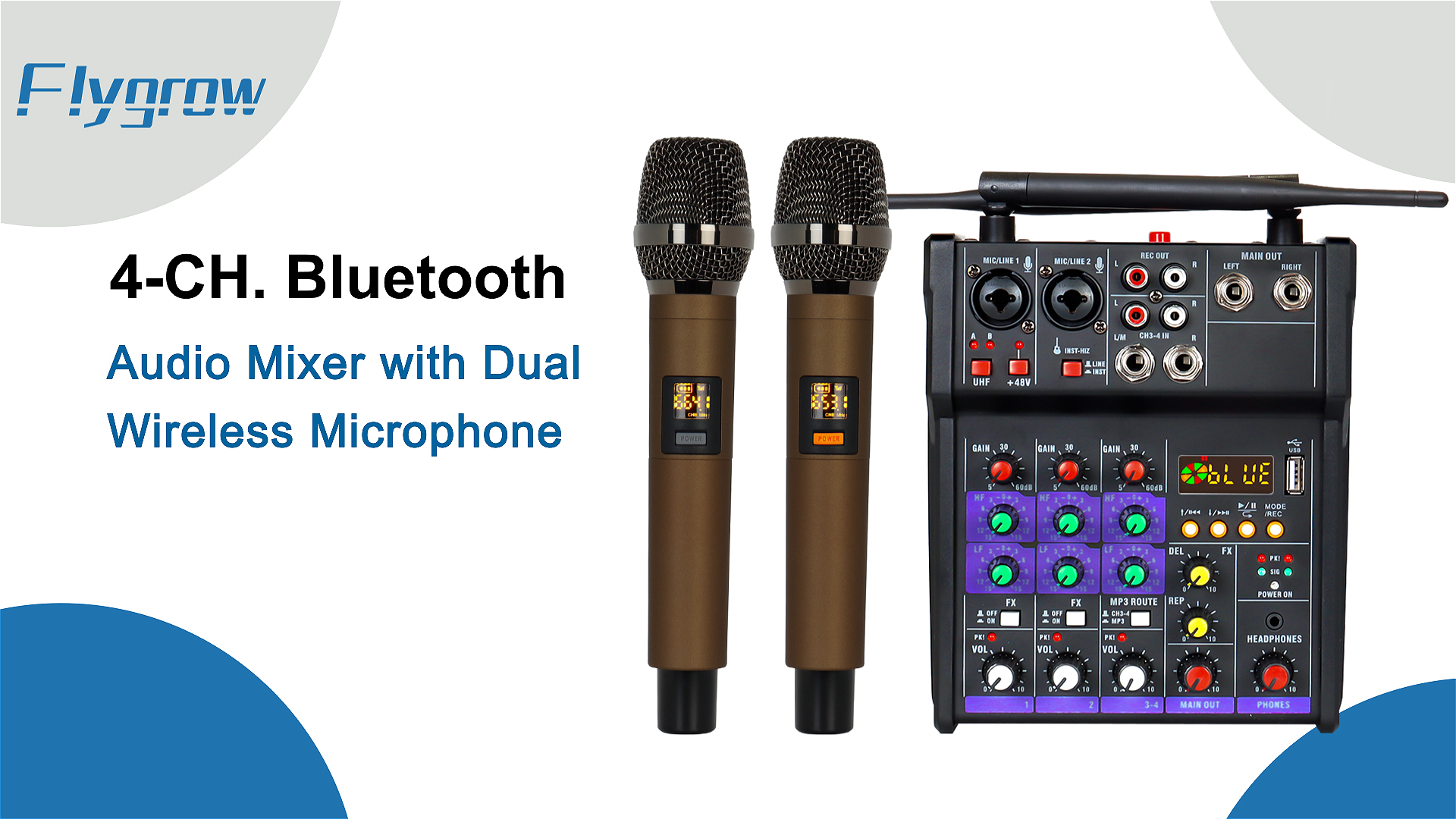 Amazon.com: Audio Mixer 4 Channel DJ Mixer with Dual Wireless