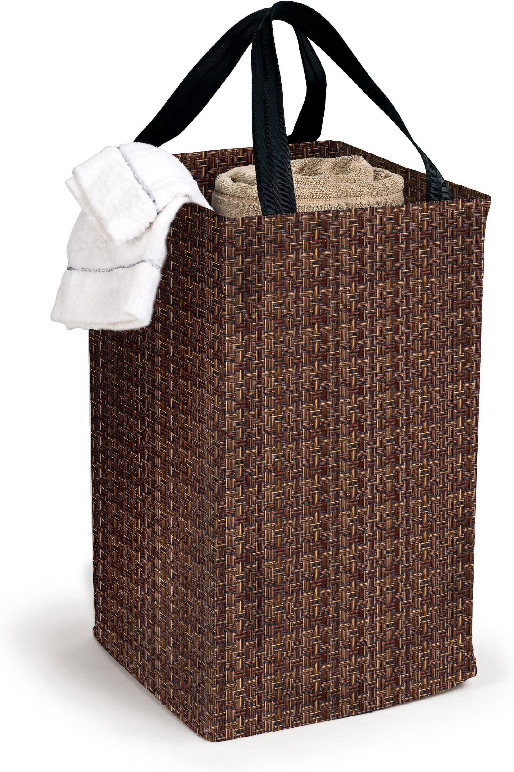 Woven Vinyl Laundry Hamper, Chestnut