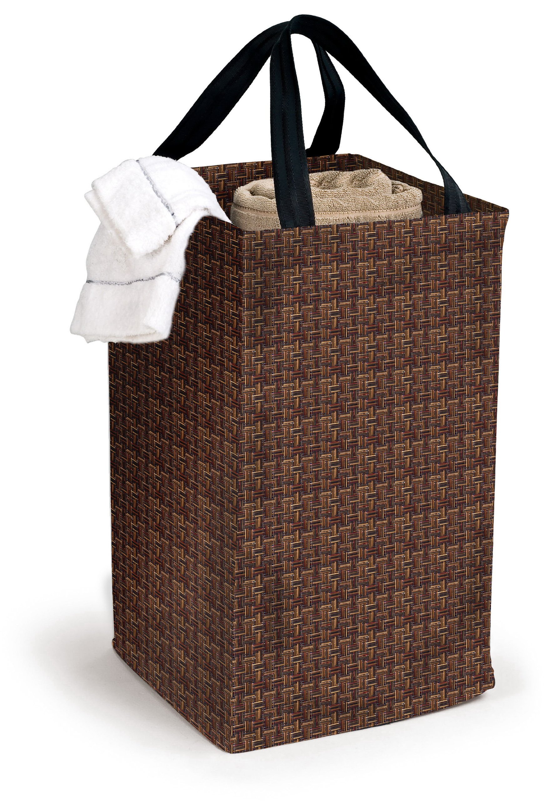 Woven Vinyl Laundry Hamper, Chestnut