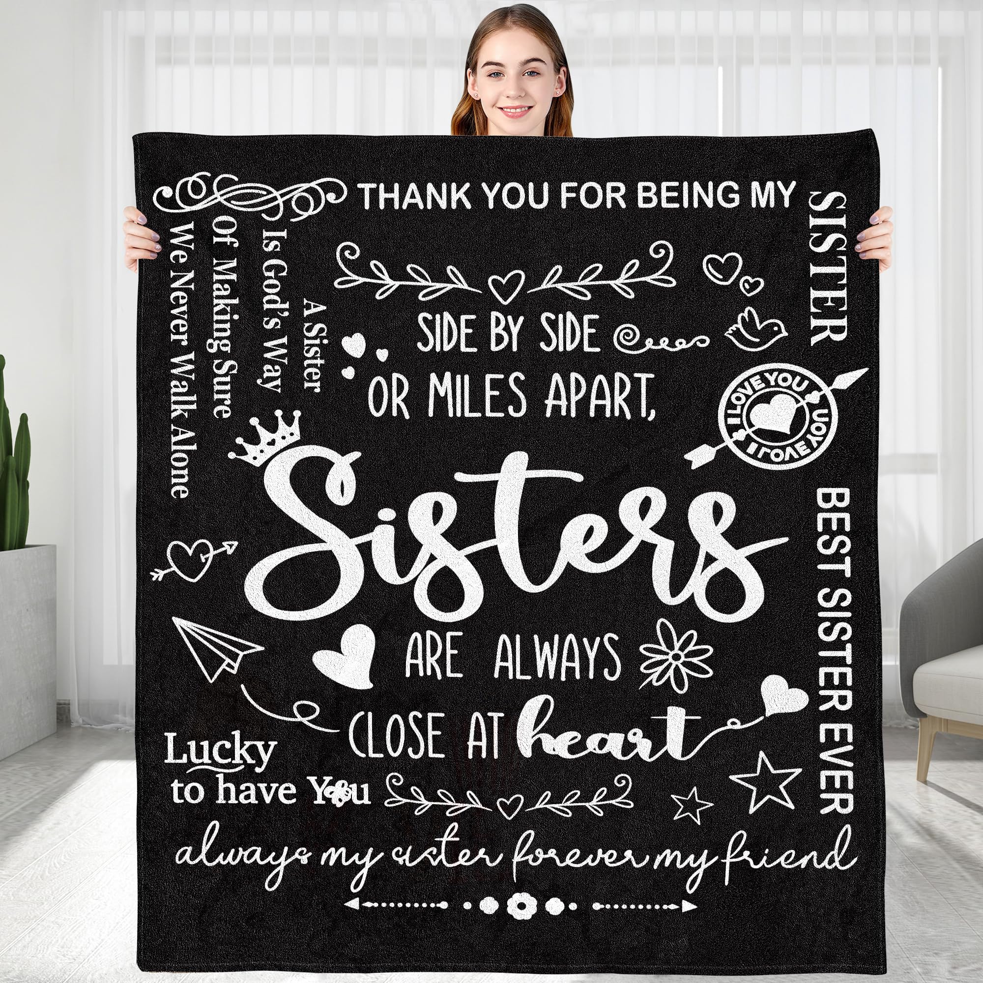 Personalized Friendship Blanket - Flannel Throw With Names, 60"x50", Gift For Bestie, Sister, BFF