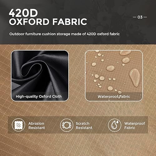 Miniatura 4 de Bolsa de almacenamiento para cojines al aire libre, tela impermeable 420D, almacenamiento de cojines para exteriores, 32 x 32 x 24 pulgadas, bolsa