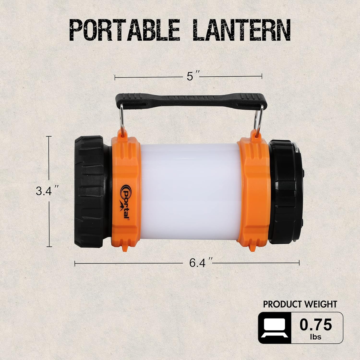 PORTAL Camping Lantern Rechargeable, Portable LED Flashlight Lantern, Camping Light for Power Outages, Emergency, Outdoor Hiking, Hurricane, Survival, 2-in-1(500LM, 4400mAh) : Tools & Home Improvement