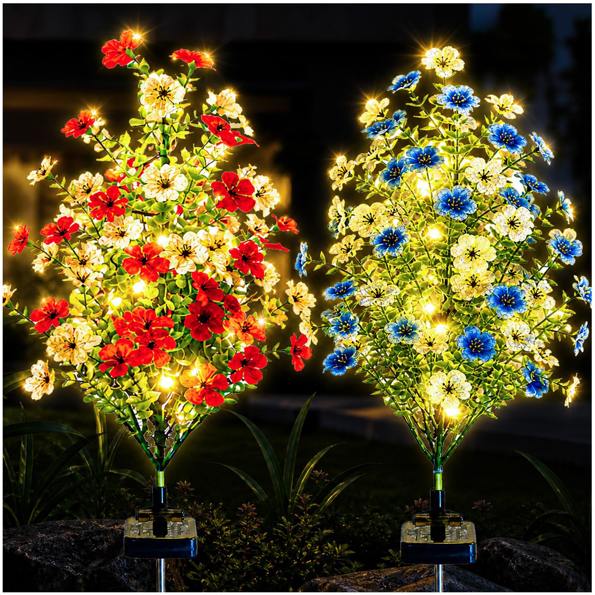 DooYard Solar Violet Garden Lights 2 Pack - Glowing Violet Flowers & Stems, Upgraded Solar Panel, Outdoor Decorative Lights for Garden Lawn Patio Pathway Yard, Gift for Mom (2 Pack)