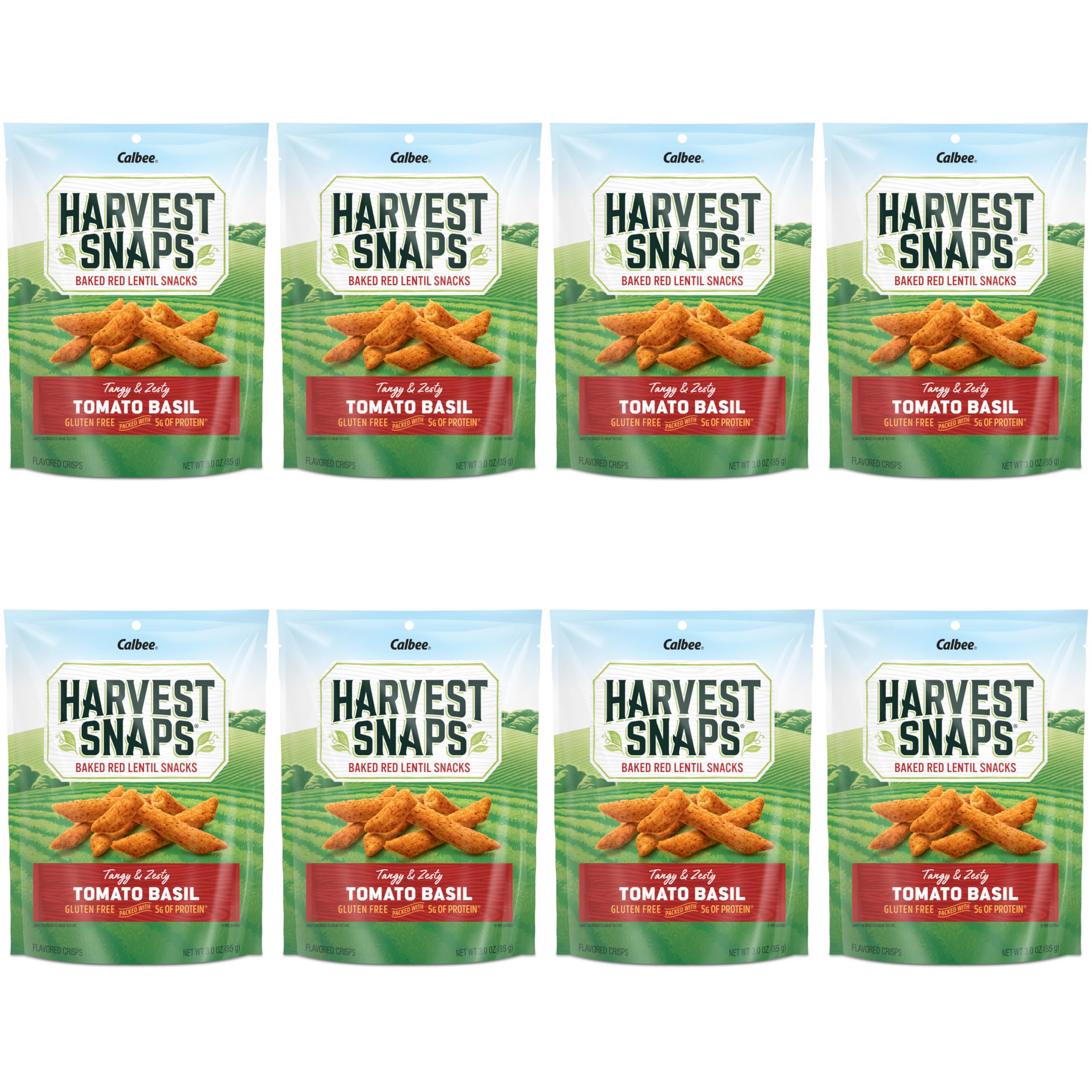 Harvest Snaps (Tomato Basil Snack Crisps, 8 Snack Packs), 3.0 ounces