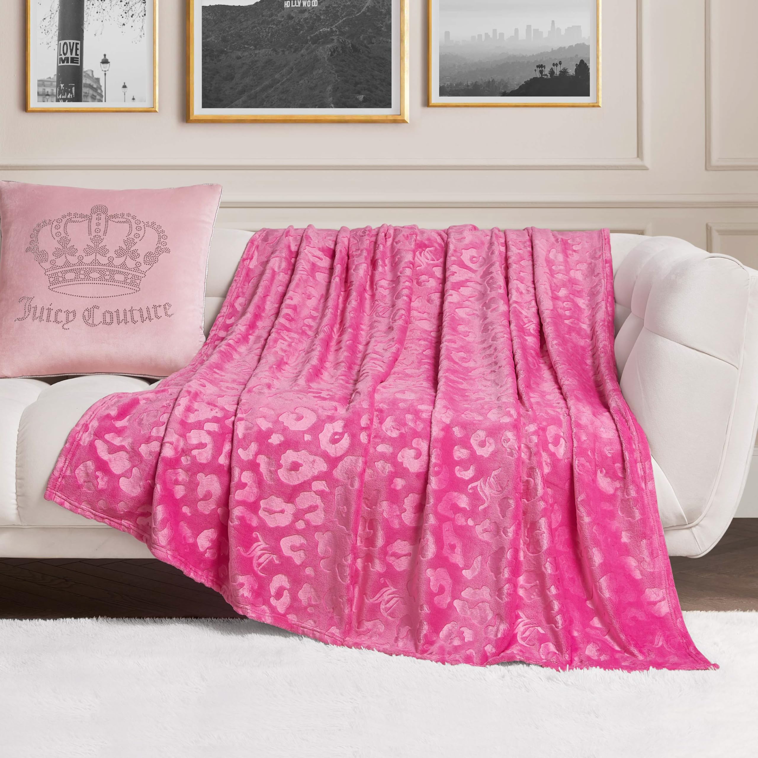 Couverture Juicy Couture rose guépard en peluche le cadeau idéal pour lit et canapé