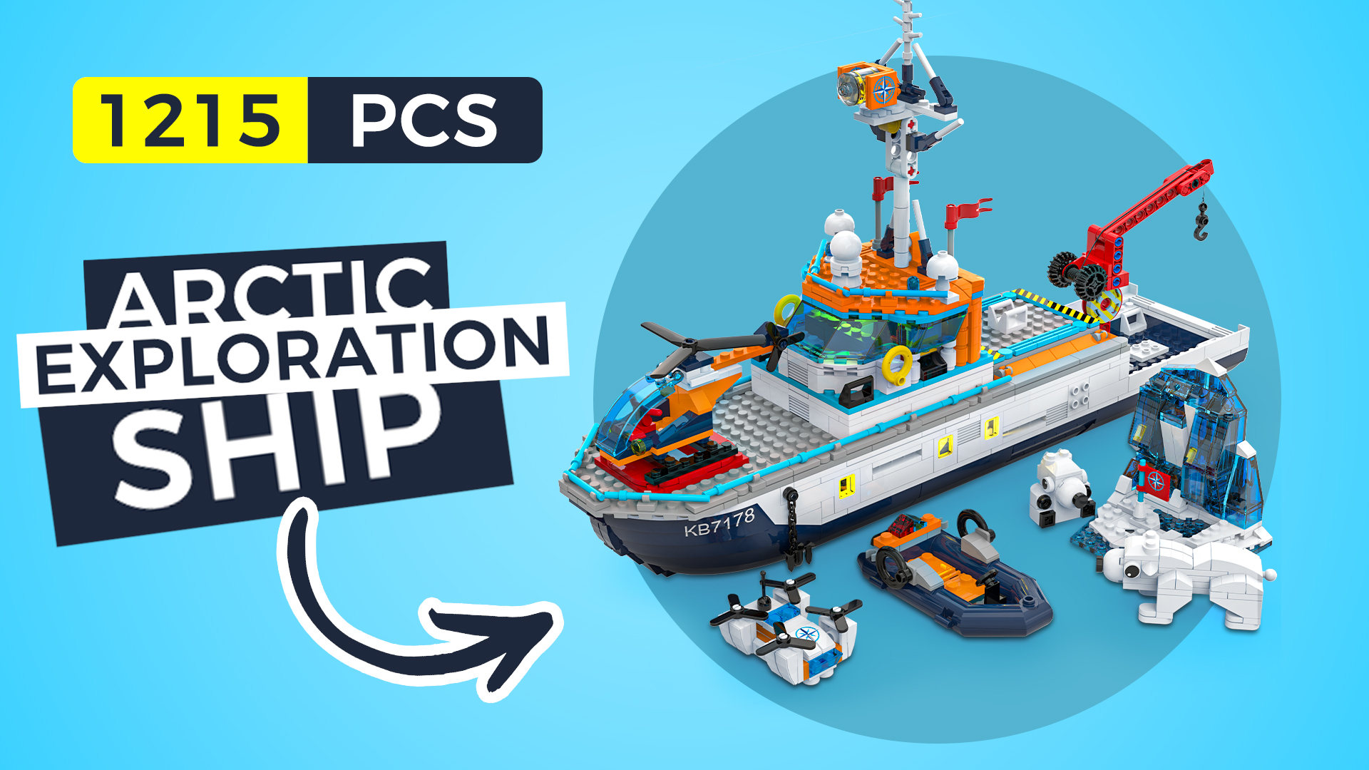 Amazon.com: Glikid City Boat Building Set with LED Lights, Arctic