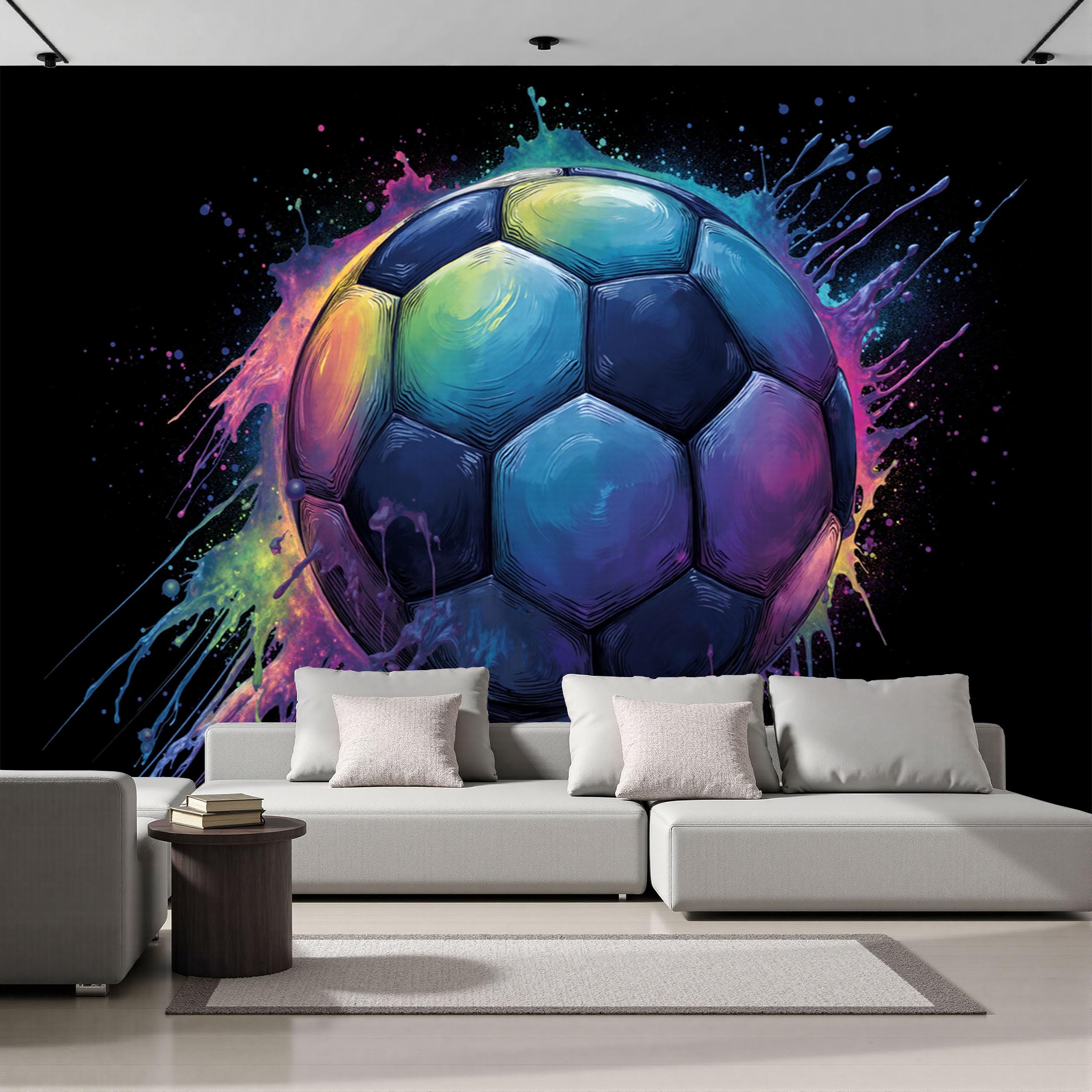 Papier peint photo football violet pour décoration murale ado