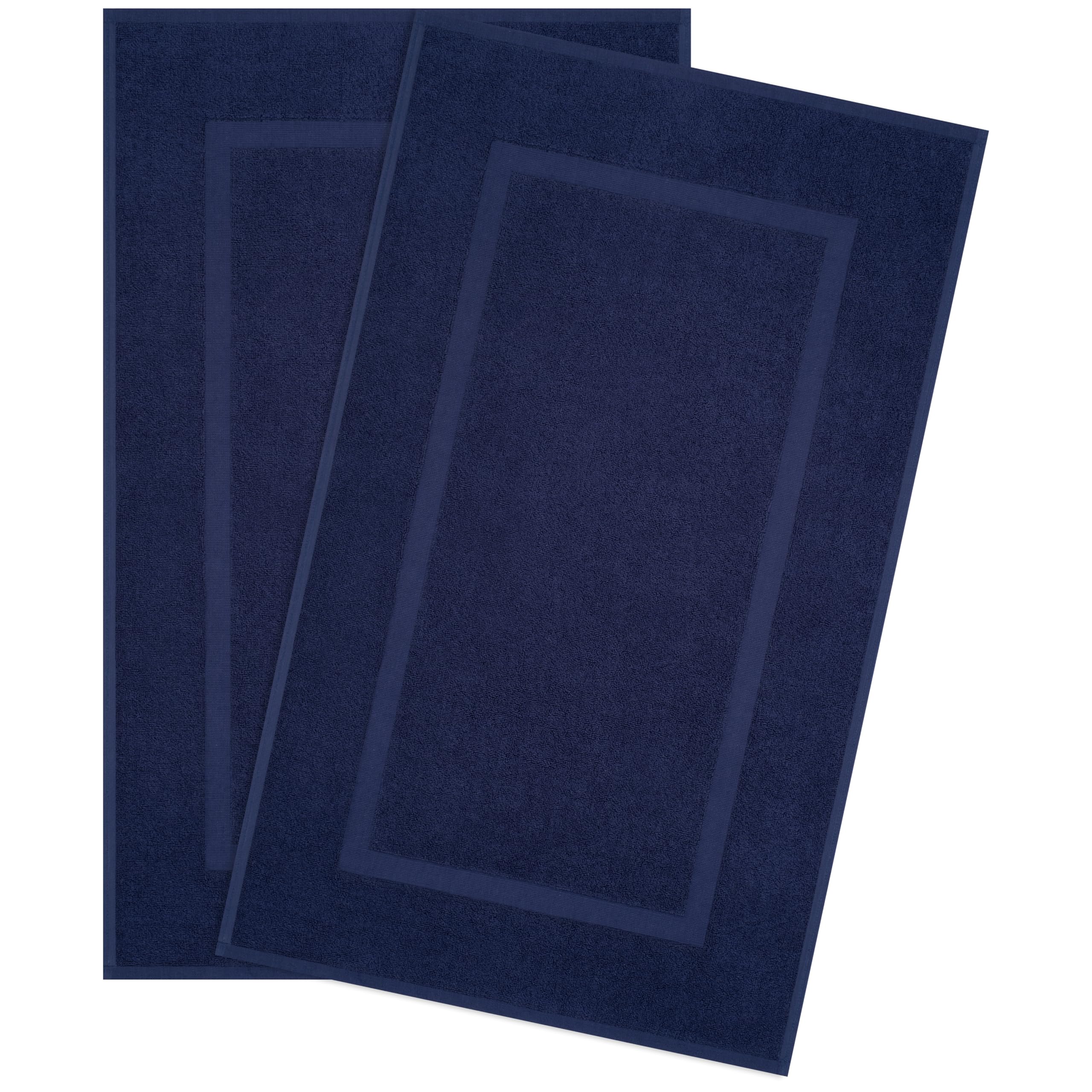 Hammetex Badetuch-Matte 2er Set, 100% Baumwolle Handtuchmatte 900 GSM, Oeko-TEX Zertifiziert, saugfähig & waschbar für Badezimmer, 51x86 cm, Dunkelblau