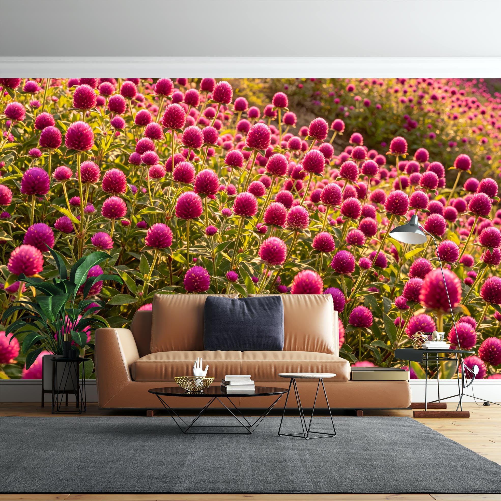 Murales da Parete Panoramica Autoadesiva 3D per Camera da Letto, Carta da Parati Rosa e Floreale Selvagge Adesiva Impermeabile Rimovente in Vinile per Pareti Arredamento Casa 360×240Cm (14