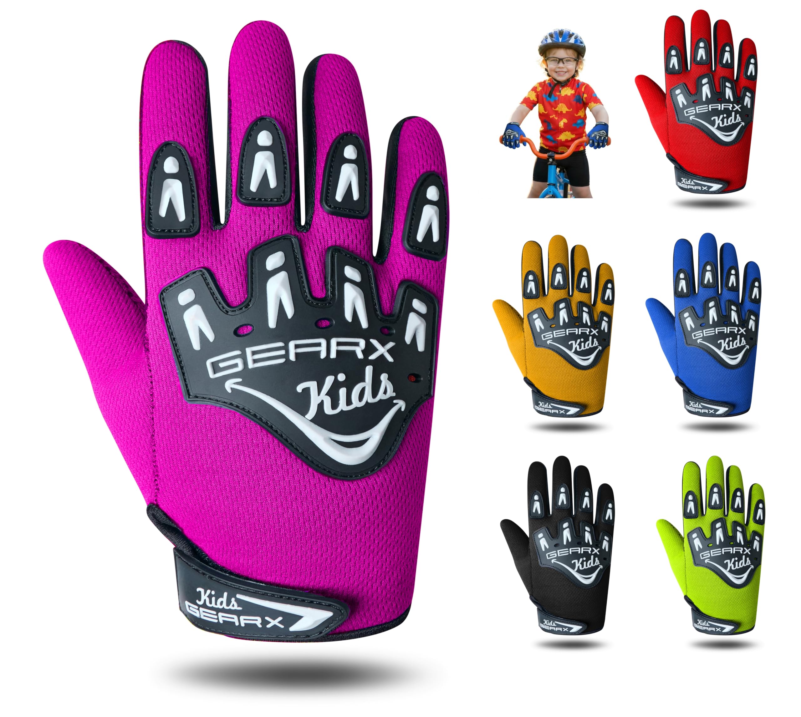 GearX Guantes de Ciclismo para niños, BMX, Bicicleta de montaña, Motocross, Enduro, Paintball, ATV, Quad, Karting, Deportes y Senderismo — view 10