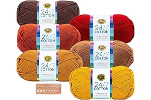 Lion Brand Yarn 24/7 Cotton: Vibrant Autumnal Hues for Crafting Masterpieces