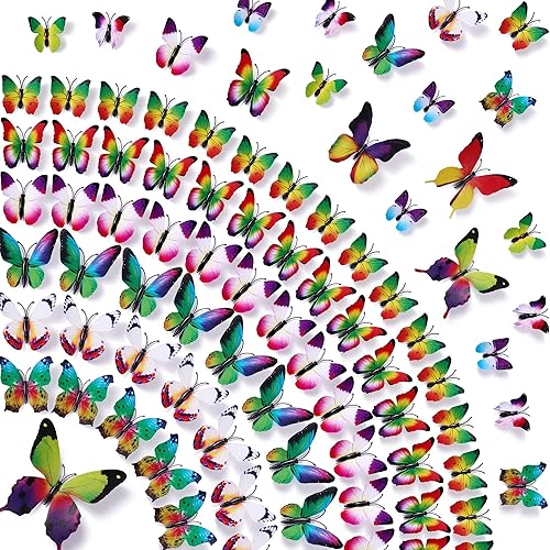 Amaonm 5 paquetes de 60 calcomanías extraíbles con hermoso diseño 3D de mariposas, para decoración casera del hogar, calcomanías autoadhesivas para