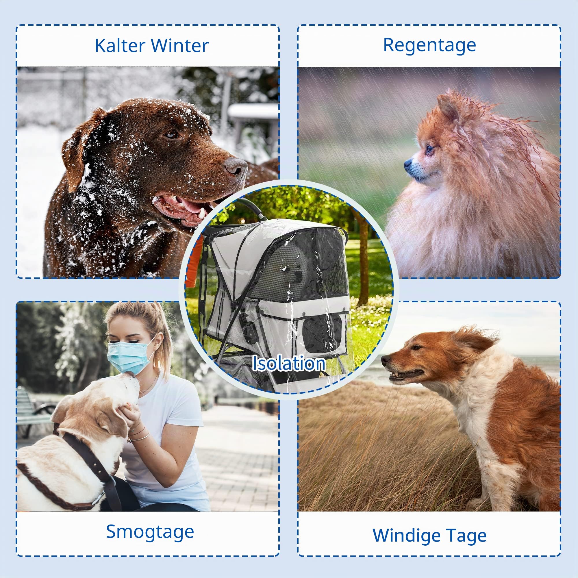 PawHut Regenschutz für Hundewagen, mit Hintereinstieg, Abdeckung, für Hundewagen