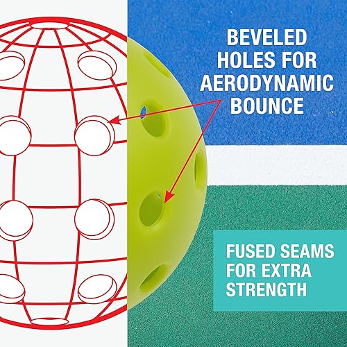 Miniatura 7 de FILA Accessories Bolas de pickleball para exteriores, juego de pickleball, tamaño reglamentario para exteriores con 40 agujeros (verde lima),
