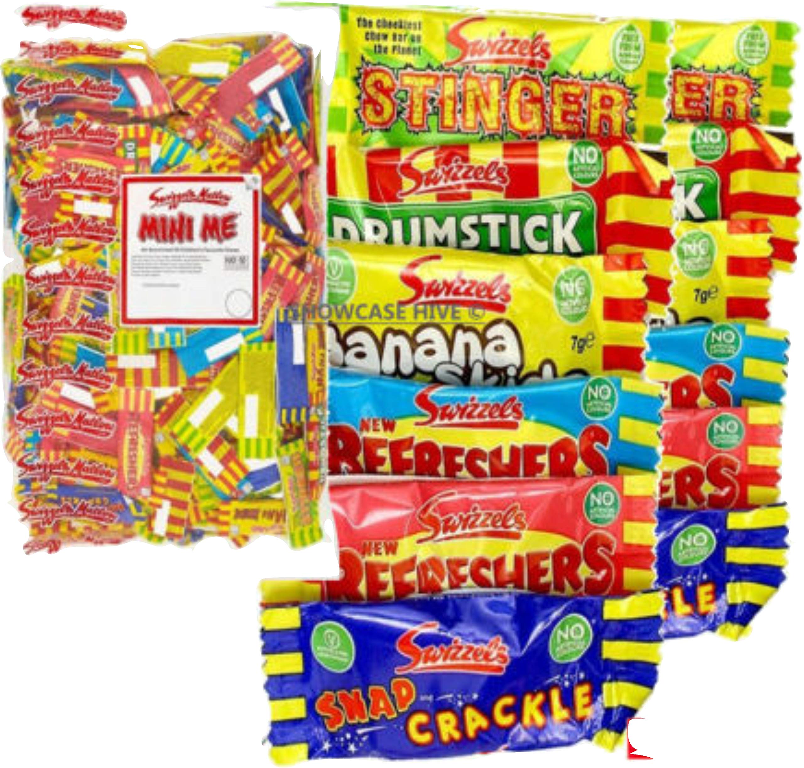 Swizzel Sweets Lollies Chews Party Bag Selection Halal Fizzy Wrapped Kids Favour (Mini Me Chew Mix, 1500g)