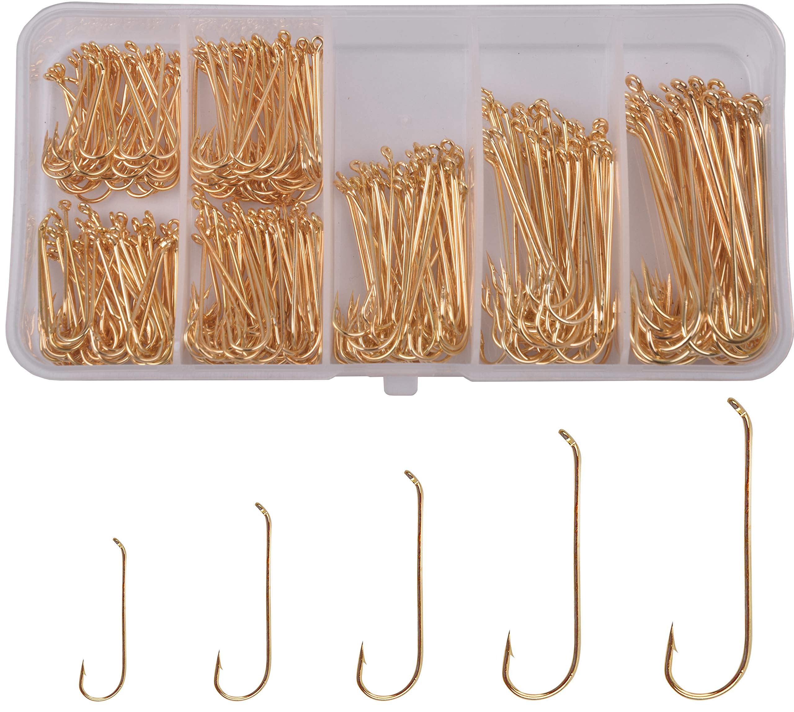 AGOOL Fly Tying Hooks for Fly Fishing, 350/450pcs Aberdeen Hooks Panfish Crappie Hooks Trout Hook Long Shank Fly Hook Dry Wet Nymph Strimp Pupa & Larva Streamer Jig for Trout Catfish Panfish