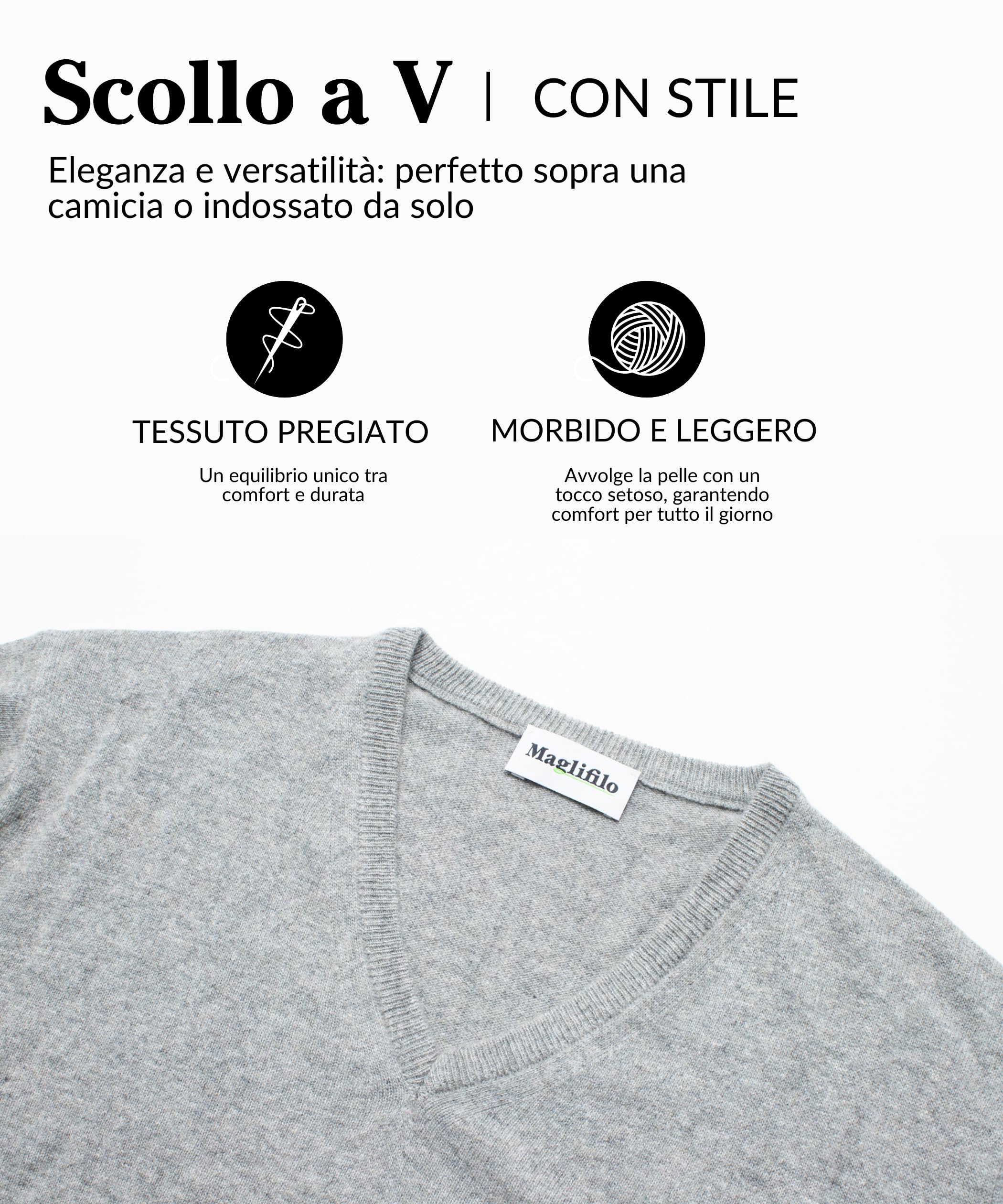 Maglione Uomo Scollo a V in Misto Cashmere - Morbido | Elegante e Versatile - Perfetto per Ogni Occasione, Idea Regalo con Confezione Inclusa