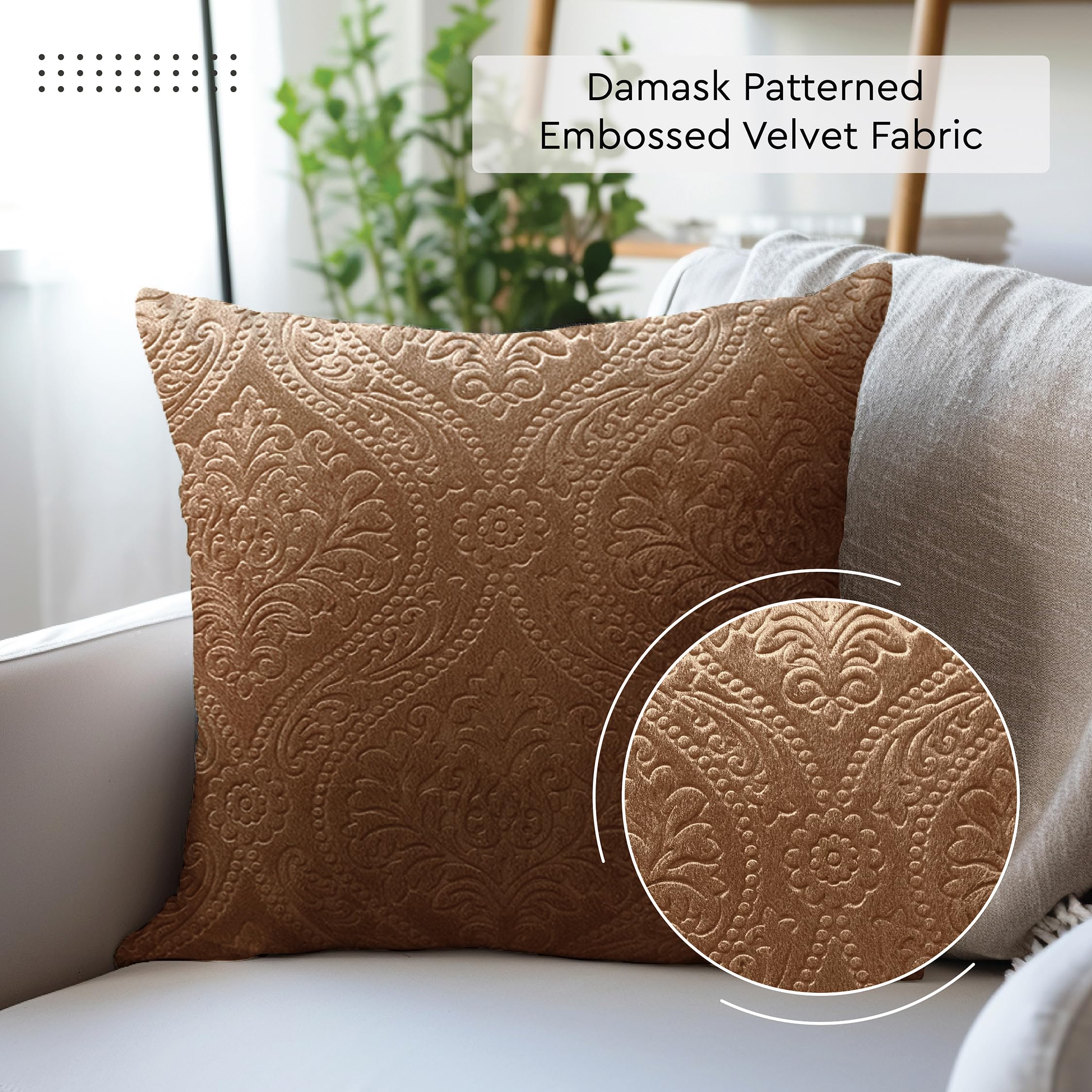 Encasa XO Luxury Embossed Velvet Cushion Covers, Plush Throw Pillow Covers For Elegant Living Rooms & Bedrooms - Image 3