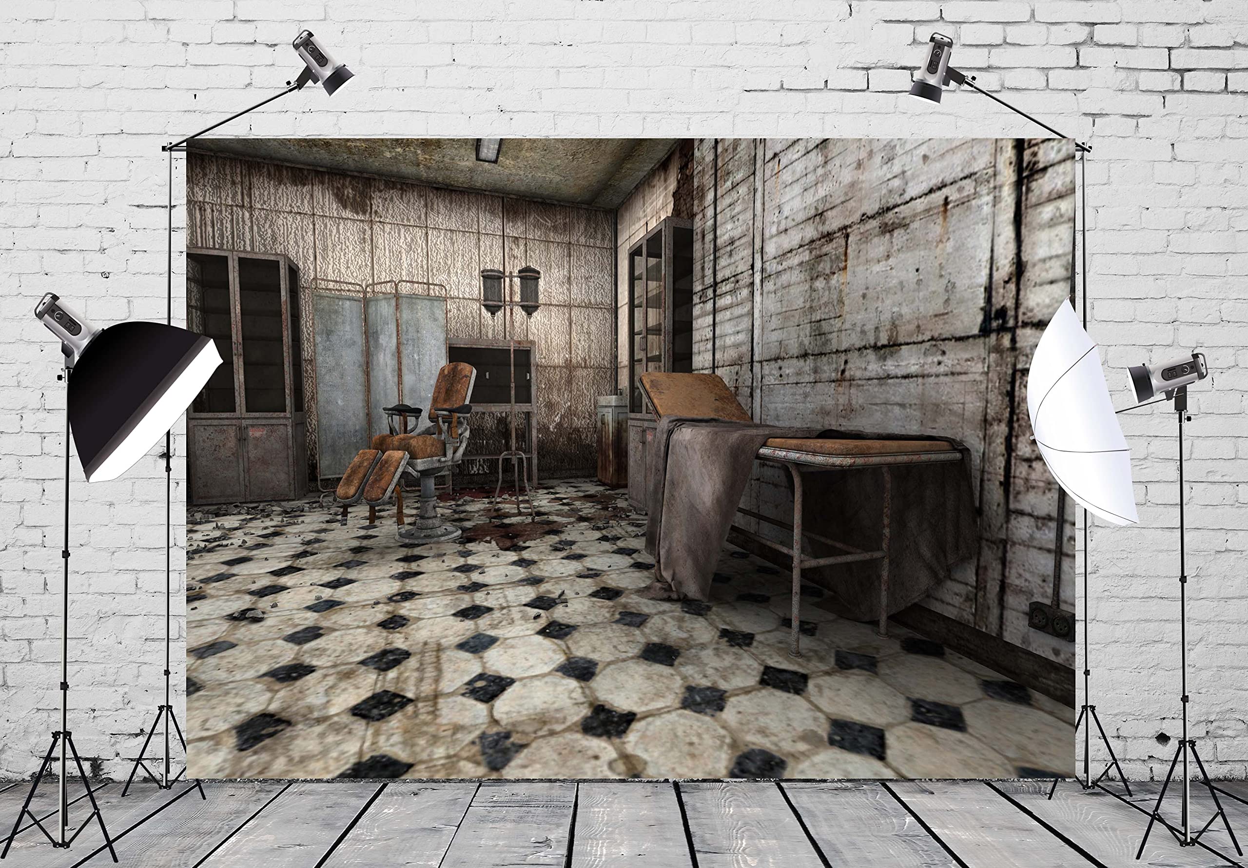 Amazon.co.jp: CORFOTO 5x3フィート ファブリック 古い放棄された病院