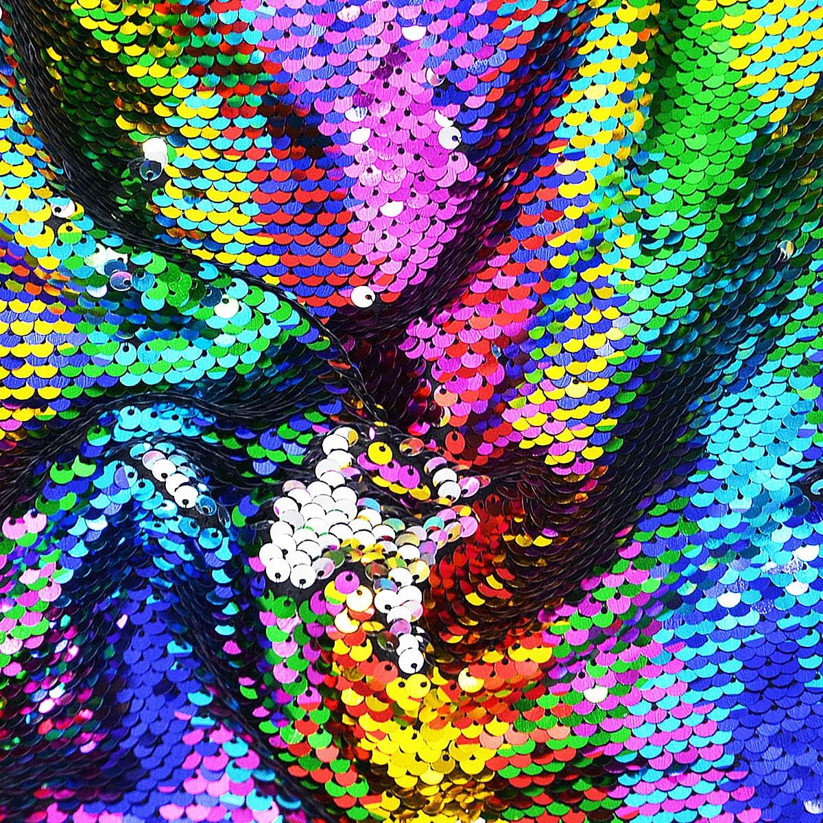 Miuco Rainbow Sequins Totes Colorful Reversible Sparkling Shoulder Bags - Image 5