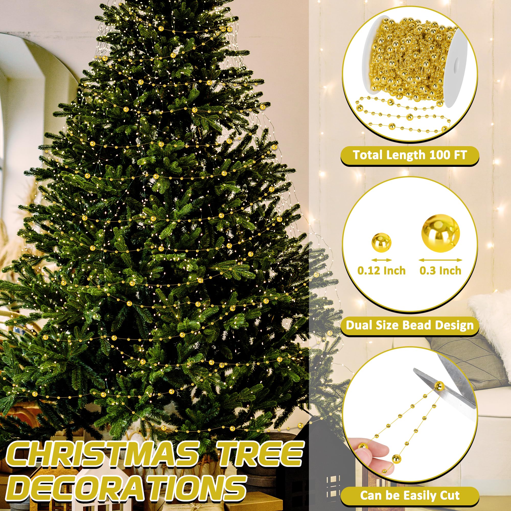 Guirlande De Perles Artificielles Réfléchissantes En Plastique Pour