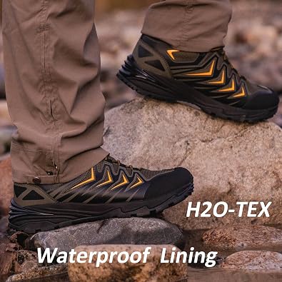 Men's Waterproof Hiking Boots, 6 Inch Slip Resistant Light Weight Outdoor Boots