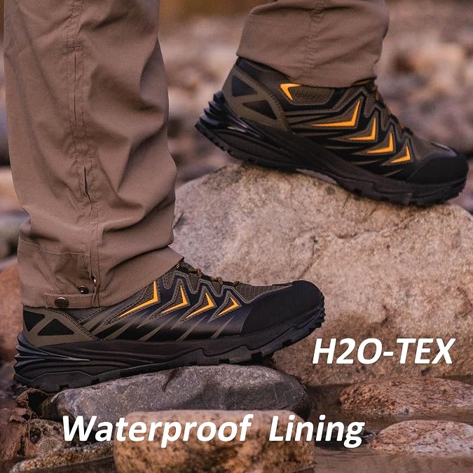 Men's Waterproof Hiking Boots, 6 Inch Slip Resistant Light Weight Outdoor Boots