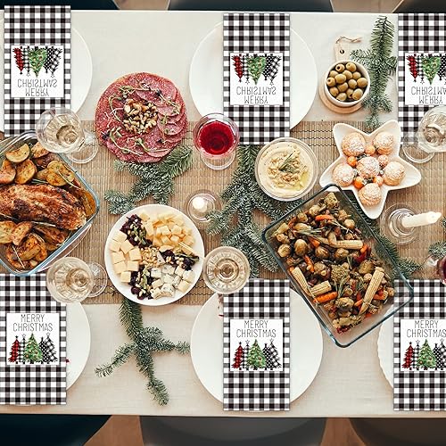 Miniatura 6 de Servilletas de Navidad de búfalo blanco y negro, servilletas de papel desechables para decoración de mesa de Navidad (100 unidades)