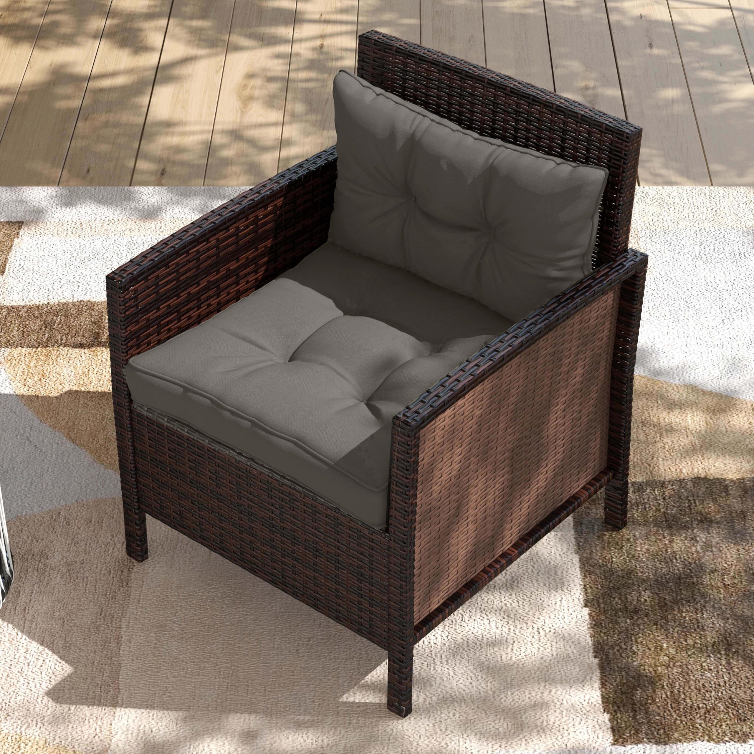 Outsunny Ensemble de Coussins pour Salon de Jardin 2 Places, 4 pièces, avec 2 Coussins d'assise et 2 Coussins de Dossier, Style capitonné, Polyester, épaisseur 10 cm, Gris Anthracite