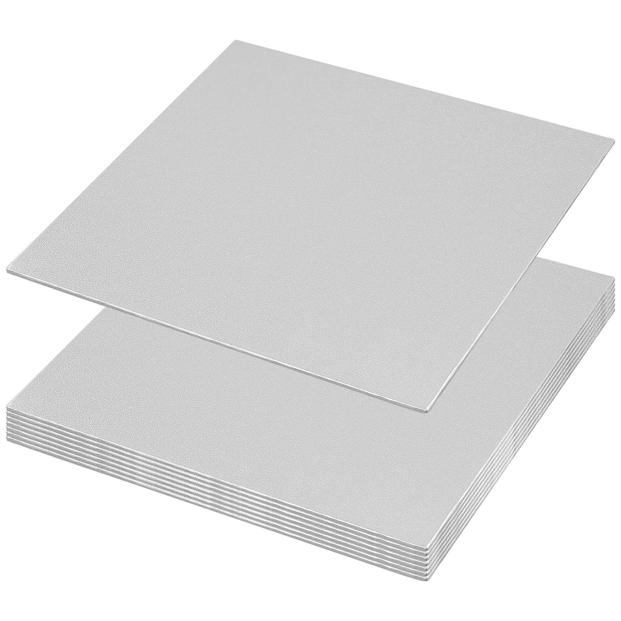 MUKCHAP 8 Pcs 20cm Square Cake Board, Silver Drum Base for Displays and Celebrations