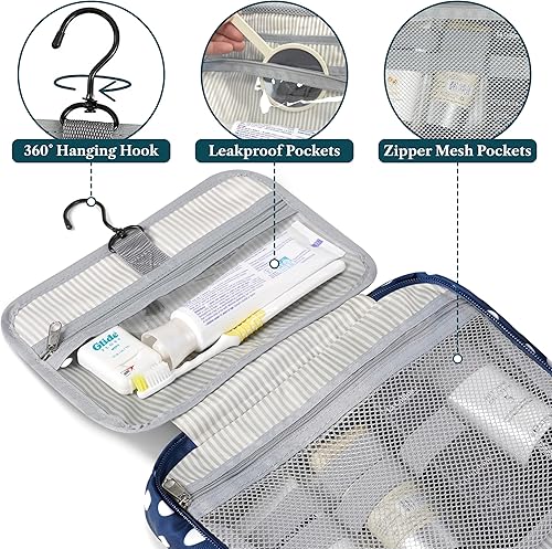 Miniatura 3 de PAVILIA Neceser colgante bolsa de viaje para mujeres y hombres, organizador de cosméticos plegable, bolsa de maquillaje resistente al agua,