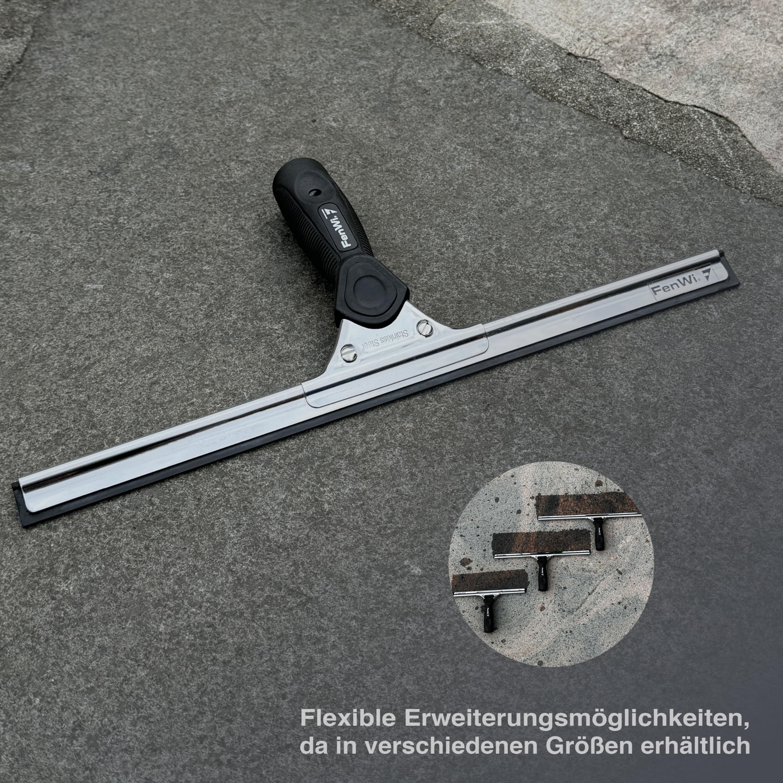 FenWi Fensterabzieher mit Gummilippe in 35cm Breite/Duschabzieher/Abzieher mit Edelstahl-Abziehschiene als Glasabzieher zum Fensterputzen