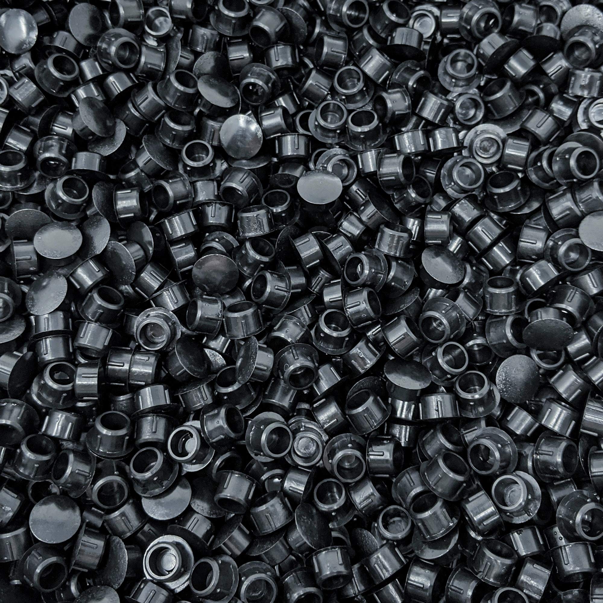 Plastic Hole Plugs. M8 or M10, White or Brown, Sold in Various Pack Sizes, Made in Germany (200, M10 Black)