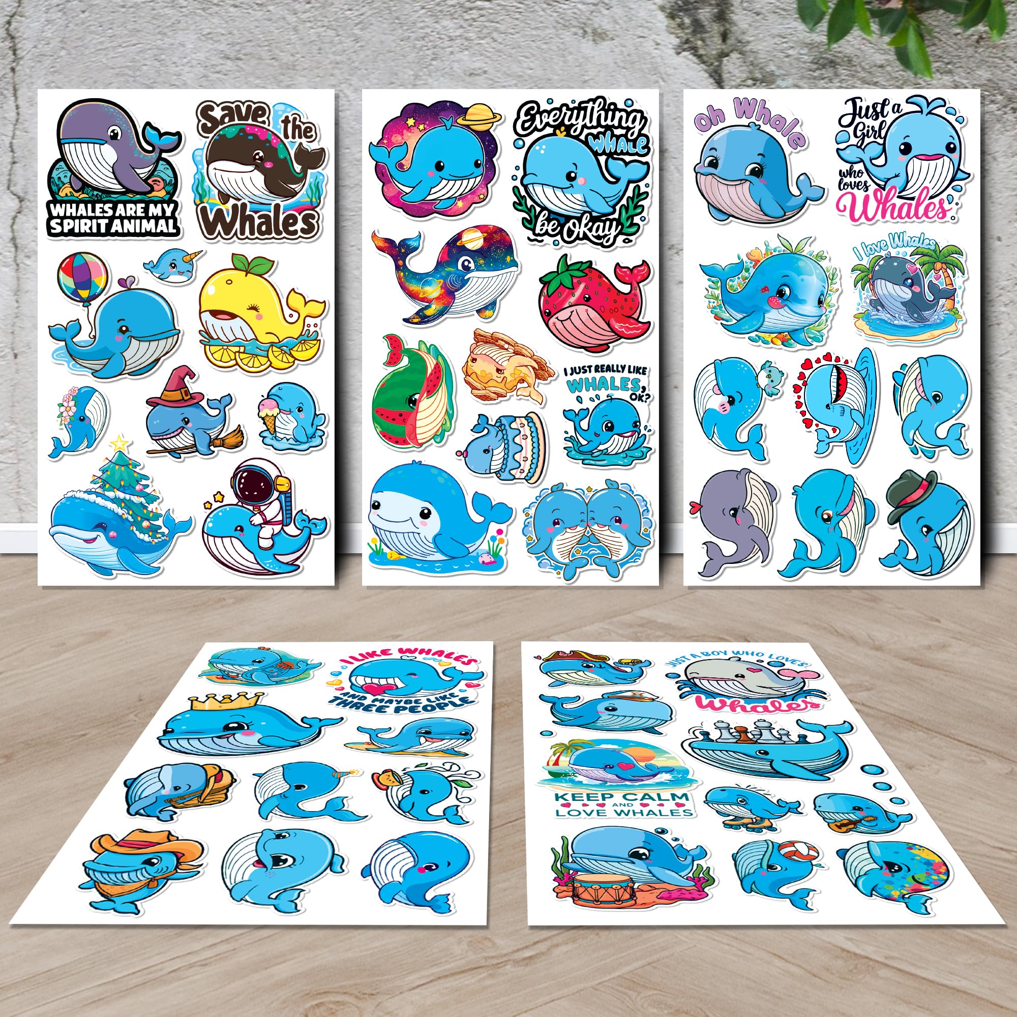 50 Pieces Whale Stickers - Vinyl Waterproof Decals For Laptop, Water Bottle, Car