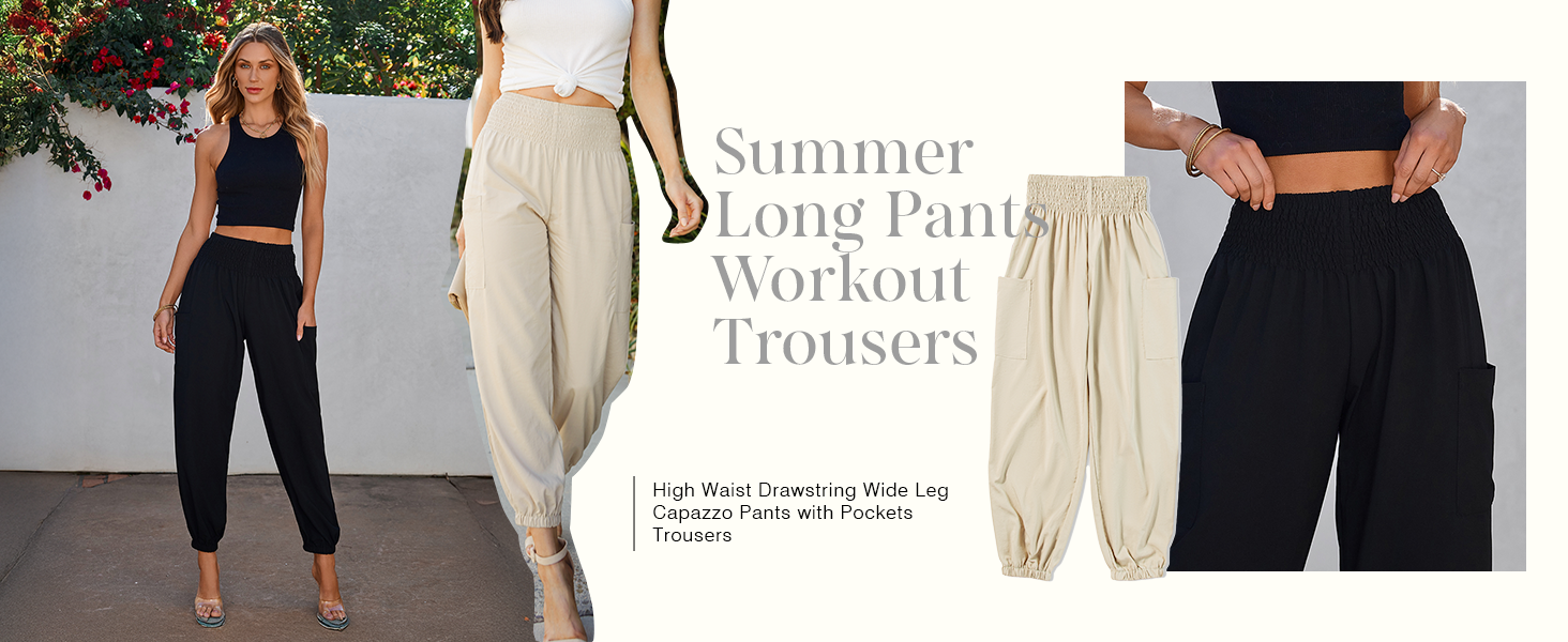 Dokotoo Women's Summer Pants 2026 Summer Fashion Long Smocked