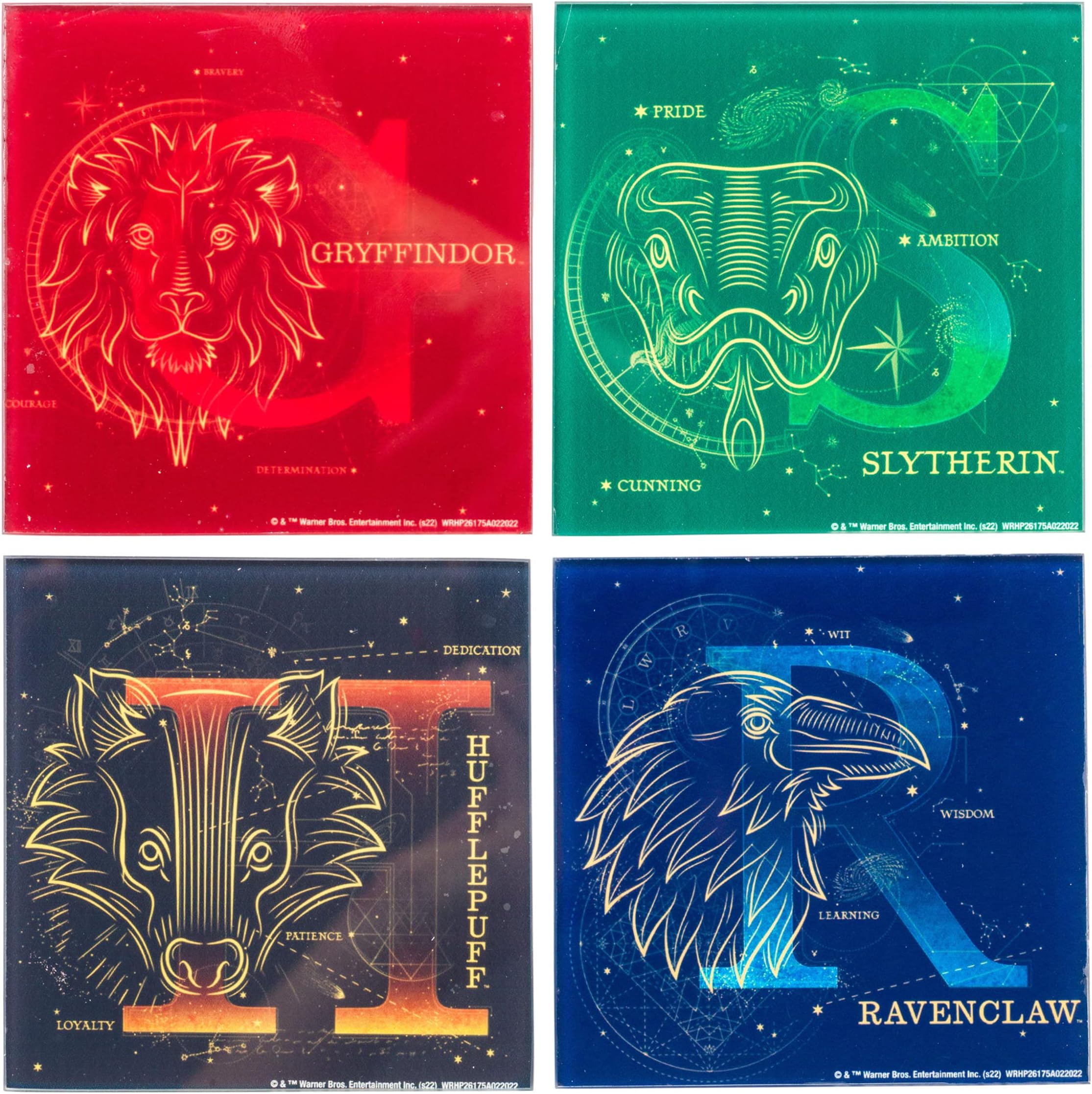 Silver Buffalo Harry Potter Constellations 4-Piece Glass Coaster Set, Multicolor (HP26175A)