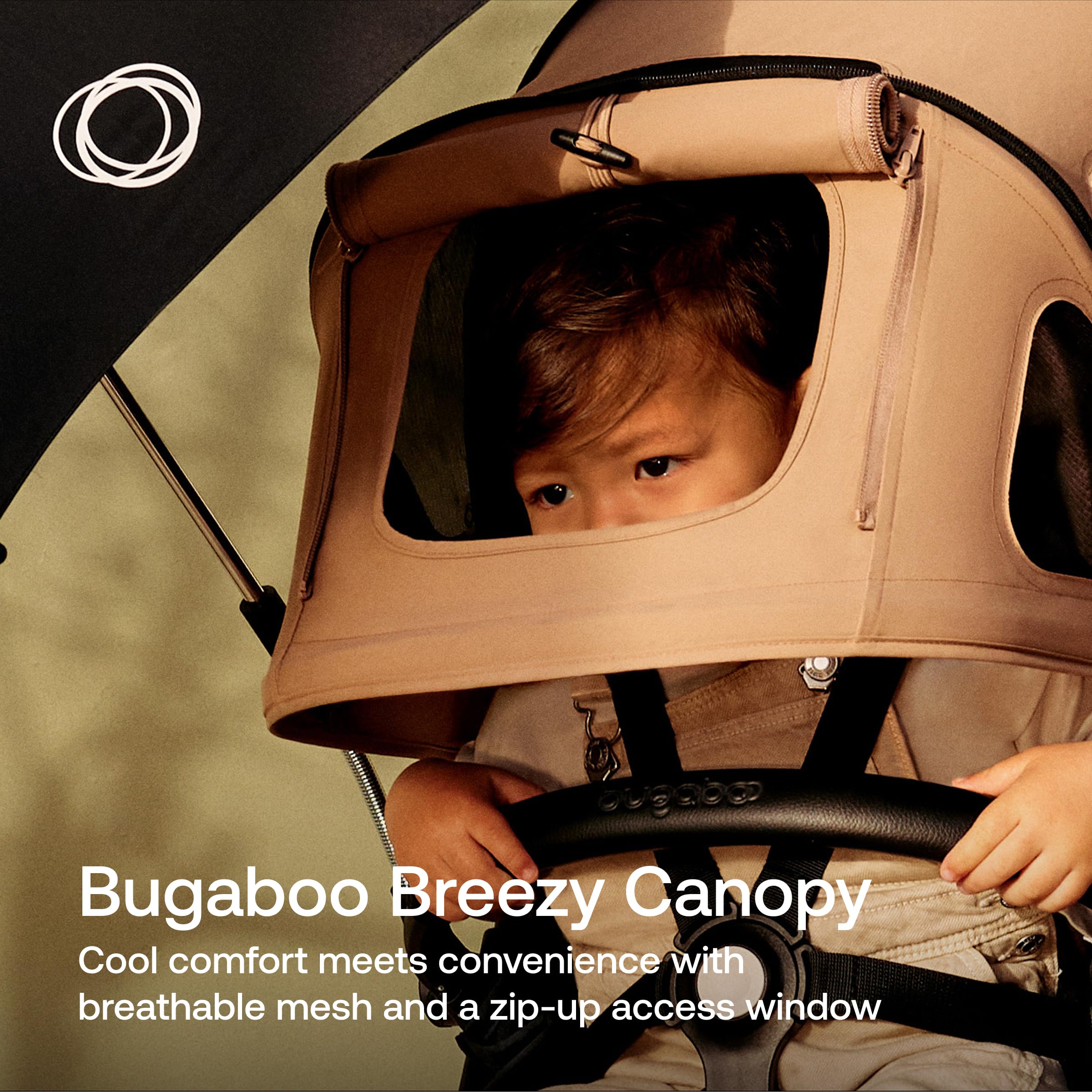 Bugaboo Capota ventilada Fox y Cameleon, extensible para una protección adicional y una protección solar óptima, repelente al agua, Desert Taupe