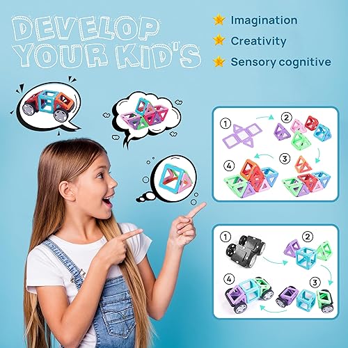 Miniatura 3 de Big Bear Cave Bloques de construcción de azulejos magnéticos de castillo de princesa, bloques magnéticos 3D STEM, juguetes para casa de muñecas,