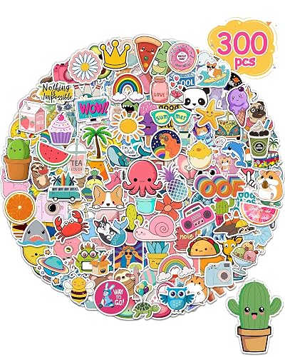 300 Cute Waterproof Stickers for Kids and Teens