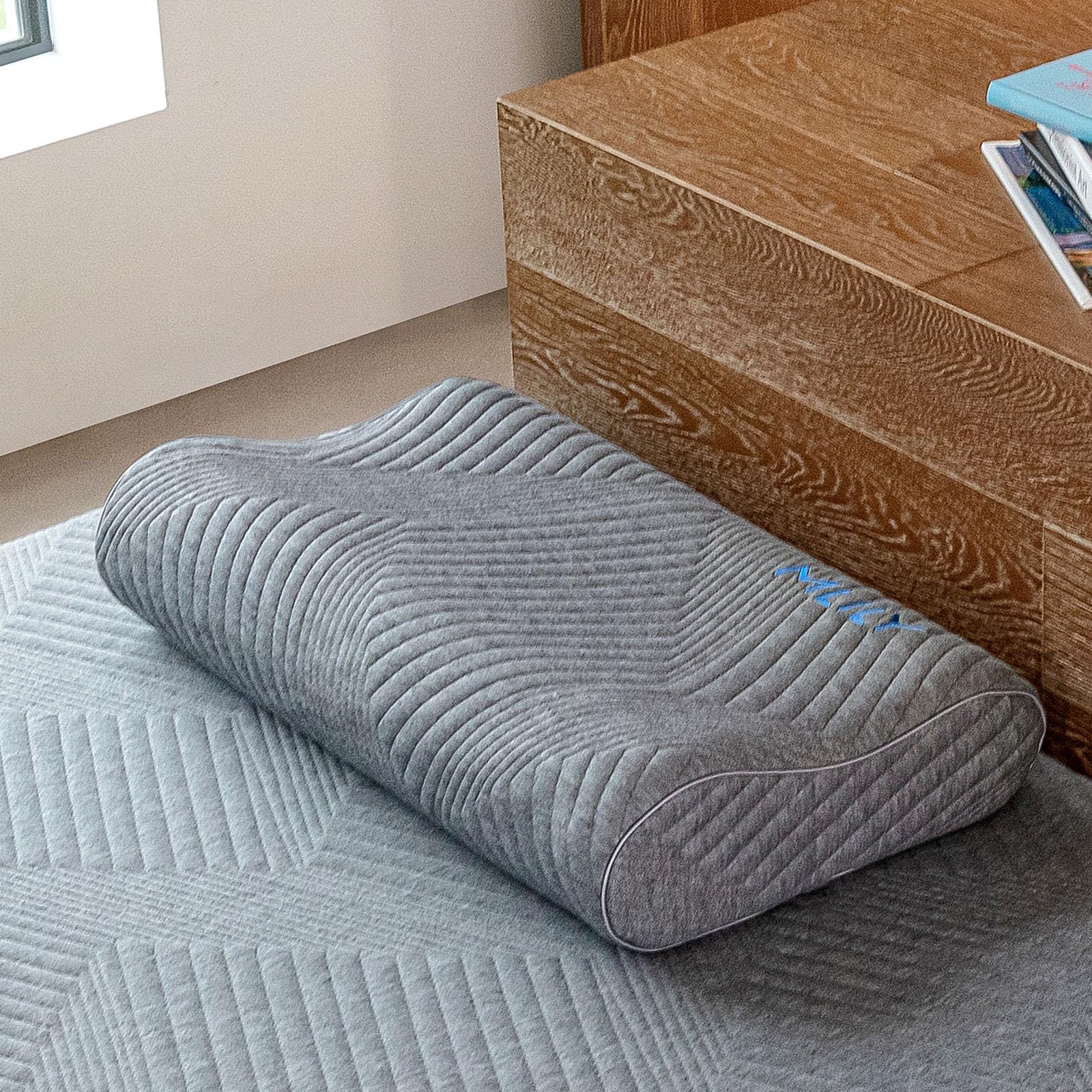 MLILY Kopfkissen Otico 60x35 cm, Bequemes Kissen aus Zerkleinertem Memory-Schaumstoff, Ergonomisches Nackenkissen 60x35 cm, Abnehmbarer und Waschbar Bezug, Nach Oeko-Tex und CertiPur Zertifiziert
