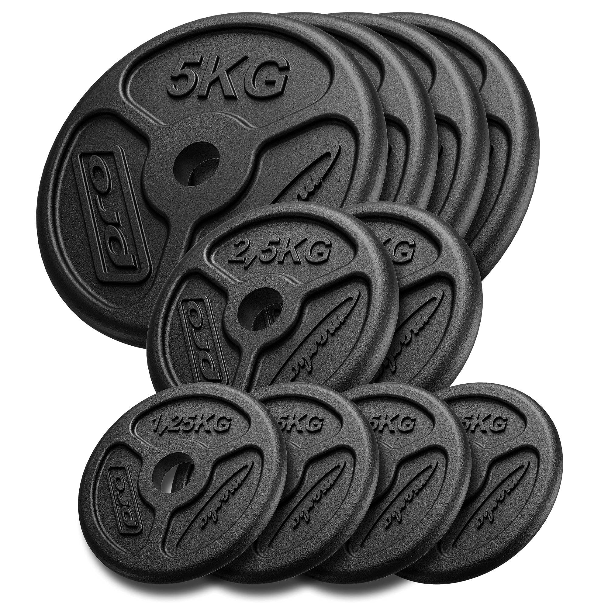 Marbo Sport Juego de pesas de pesas planas de hierro fundido ø30 / 31 mm | Establecer opciones de 30 kg / 50 kg / 60 kg | Made in UE
