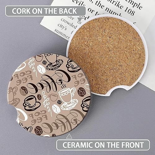 Miniatura 3 de Posavasos de automóvil para portavasos de automóvil, paquete de 2 posavasos de cerámica absorbente de café, lindo portavasos, antideslizante,