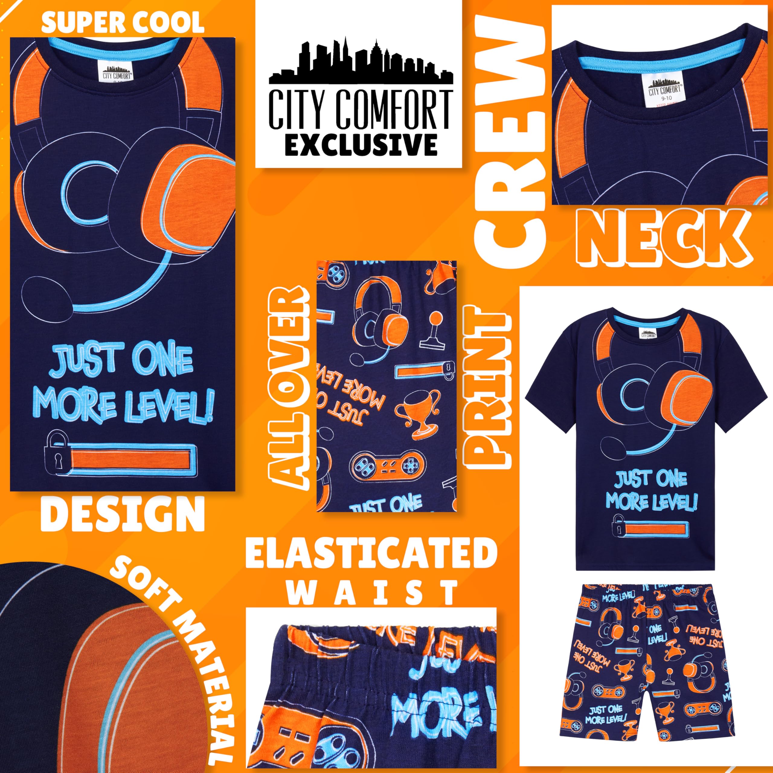 CityComfort Pijama Niño Adolescente Conjunto Verano Camiseta y Pantalón Corto Suave