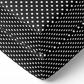 Bacati - 2 Pack Pin Dots Girls 100% Cotton Universal Baby US Standard Crib or Toddler Bed Fitted Sheets (PIN DOTS, Black/White)