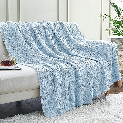 Aormenzy Manta de punto trenzado color gris pardo, manta de punto suave y cálida de gran tamaño para sofá, cama, sofá y sala de estar, 60 x 80