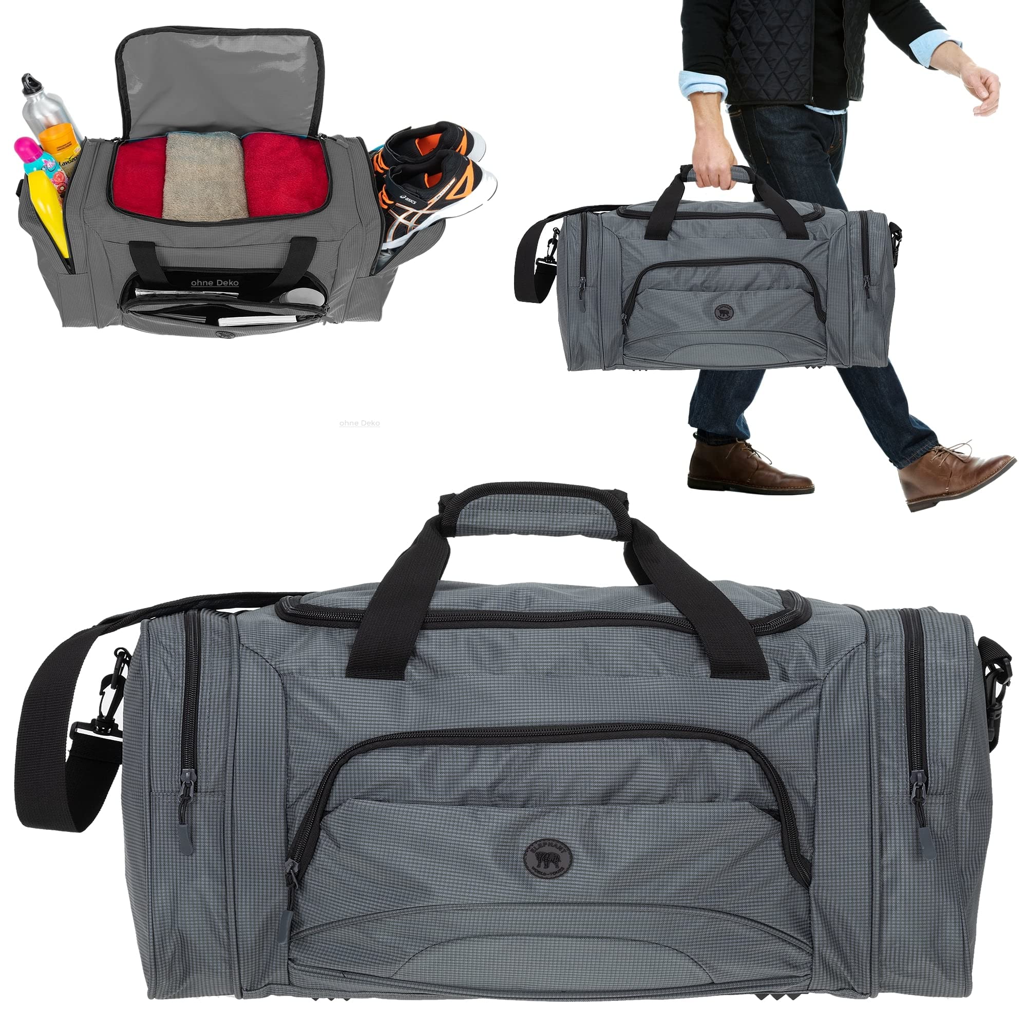 Sporttasche Elephant Color XL Reisetasche 1298 Grau + Trinkflasche