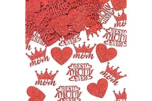 ONLYKXY 200Pcs Glitter Mother's Day Confetti Decor: Celebrate Mom with Red Heart Petals