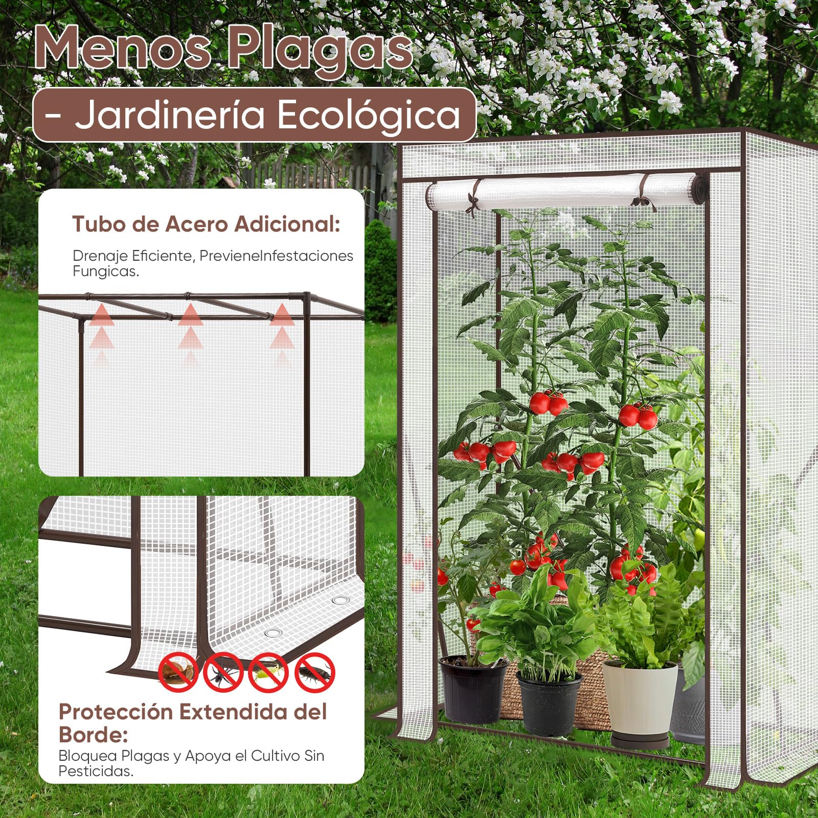 Serra Da Giardino VidaXL 4,5 M² In Acciaio E Rete PE – 300x150x200 Cm, Con Finestre E Porta, Antiruggine